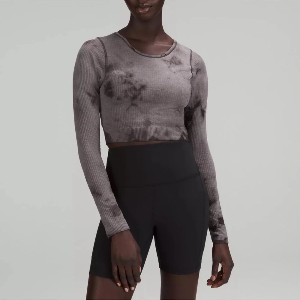Lululemon Ebb to street Brown diamond dye Long Sleeve Top with pads 8